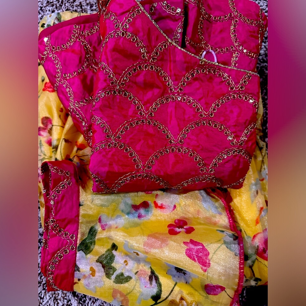 Indian girls organza lehenga and blouse